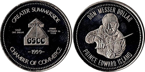 Greater Summerside Chamber of Commerce Don Messer Dollar 1999 Token