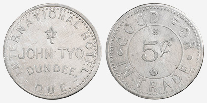 John Tyo - Dundee - 5 cents 1895 - Aluminum