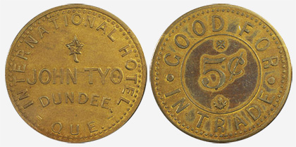 John Tyo - Dundee - 5 cents 1895 - Brass