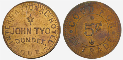John Tyo - Dundee - 5 cents 1895 - Copper