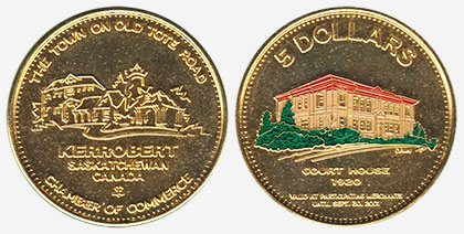 Kerrobert - 5 dollars - Court House - 2001 - Gold Plated - Couleur