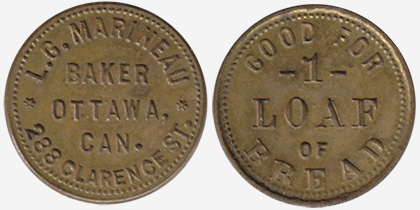 L.G. Marineau - Ottawa - Boulanger - 1 loaf - Cuivre - Anglais