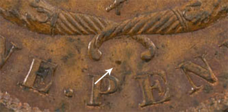 Bank of Upper Canada - 1 penny 1850 - Dot between cornucopias