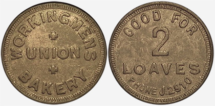 Workingmen's Union Bakery - Winnipeg - 2 loaves - Laiton