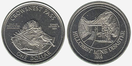 Crowsnest Pass - Trade Dollar - 1984 - Hillcrest Mines