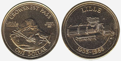 Crowsnest Pass - Trade Dollar - 1988 - Lille - Gold plated