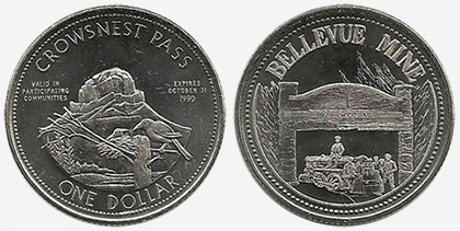 Crowsnest Pass - Trade Dollar - 1990 - Bellevue Mine