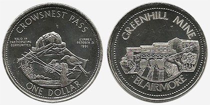 Crowsnest Pass - Trade Dollar - 1991 - Greenhill Mine