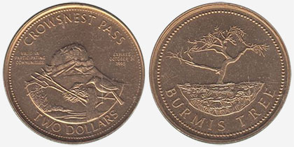 Crowsnest Pass - Trade Dollar - 1995 - Burmis Tree - Gold plated