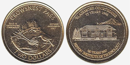 Crowsnest Pass - Trade Dollar - 1997 - Blairmore Courthouse - Gold plated