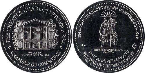 Charlottetown - Trade Five-Dollar Rhodium Plated Token