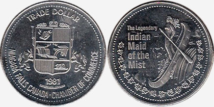 Niagara Falls - Trade Dollar - 1981 - Indian Maid of the Mist