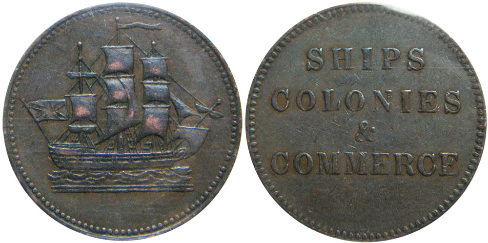EF-40 - Ships, colonies & commerce - 1/2 penny 1835