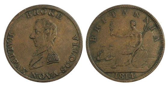 Broke - 1/2 penny 1814 - Long Bust