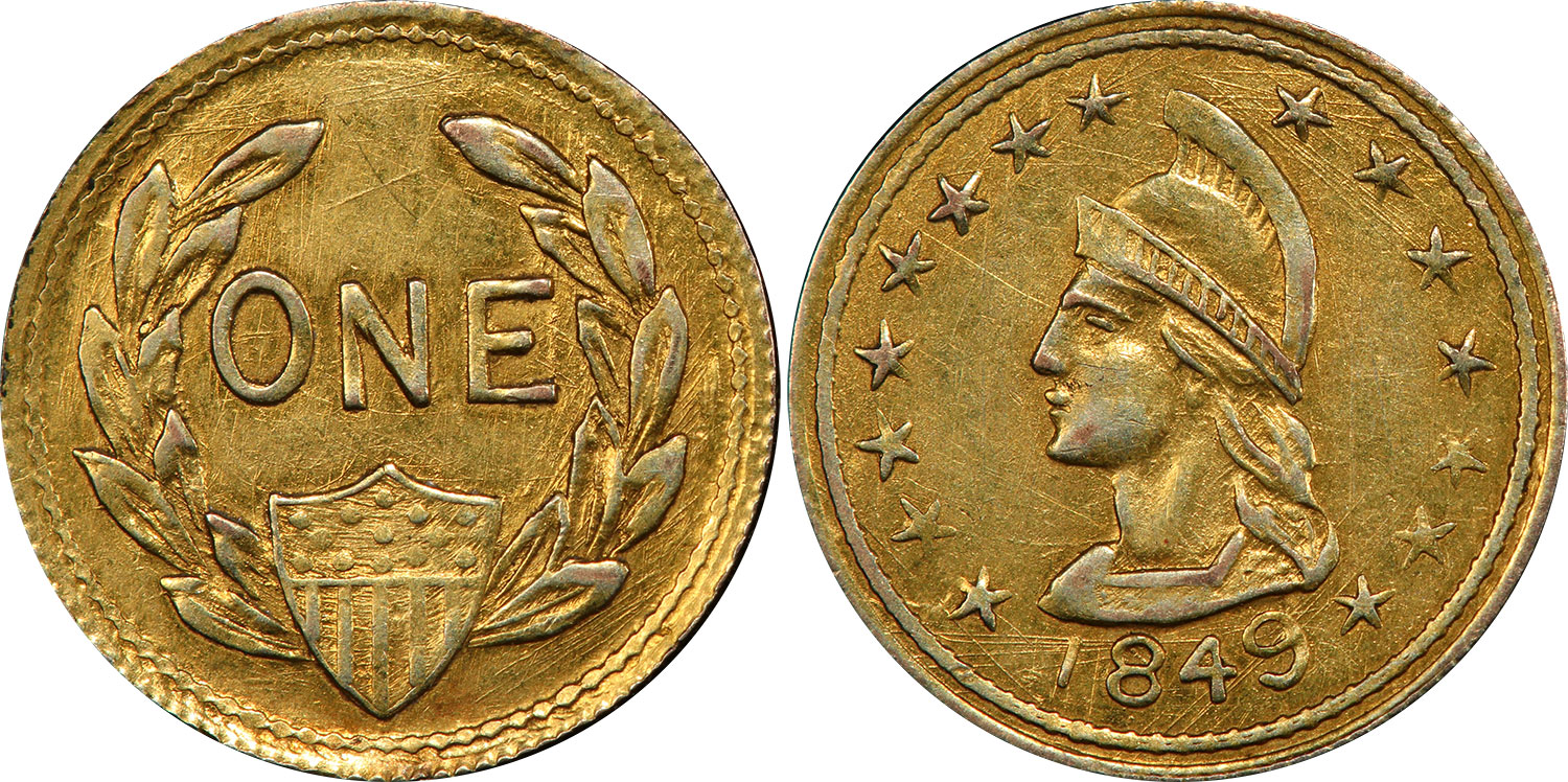 1849 1 dollar - Athenian head