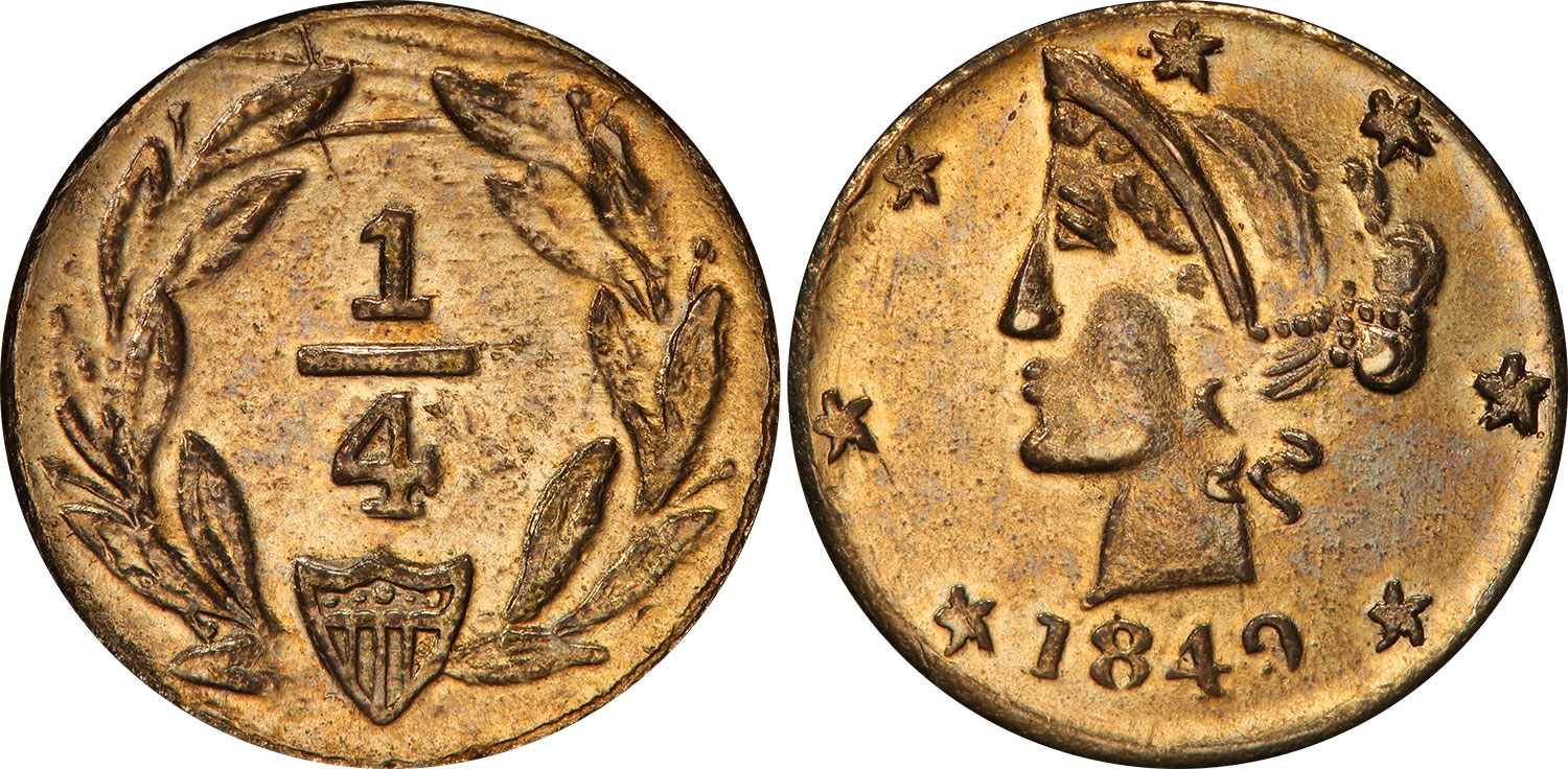1849 25 cents - Liberty head