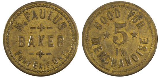 H. Paulus - Fort Erie - 5 cents 1895