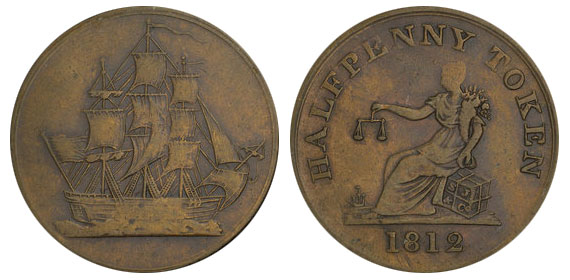 Ship - 1/2 penny 1812