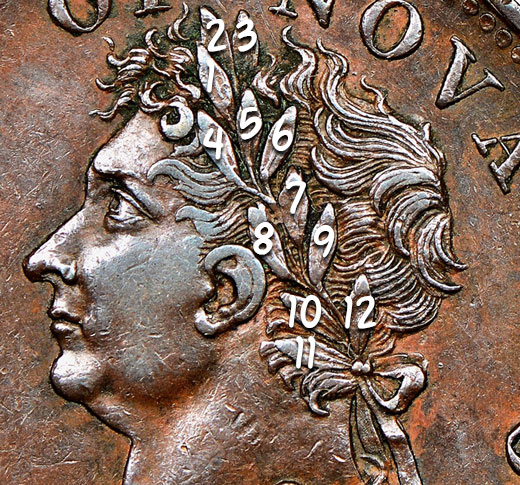 Thistle Nova Scotia Tokens Half Penny 1823 12 Leaves