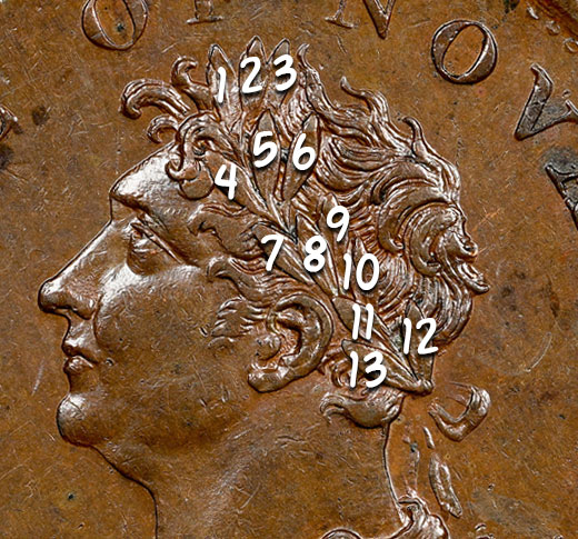 Thistle Nova Scotia Tokens Half Penny 1823 13 Leaves
