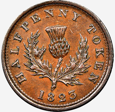Thistle Nova Scotia Tokens Half Penny