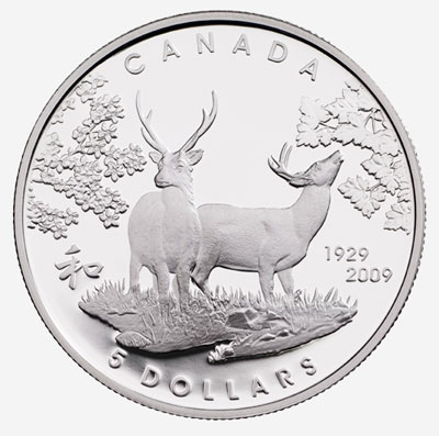 Pièce de 5 $ en argent sterlig - 80e anniversaire du Canada au Japon