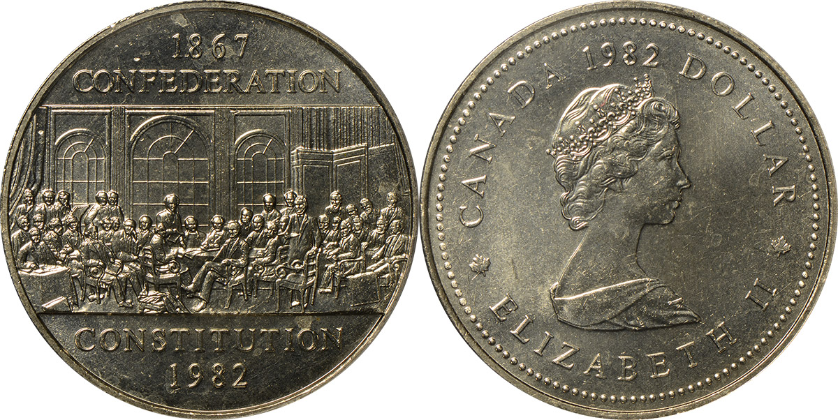 1982 Canada Commemorative Constitution One Dollar Coin UNC Nickel Dollar 
