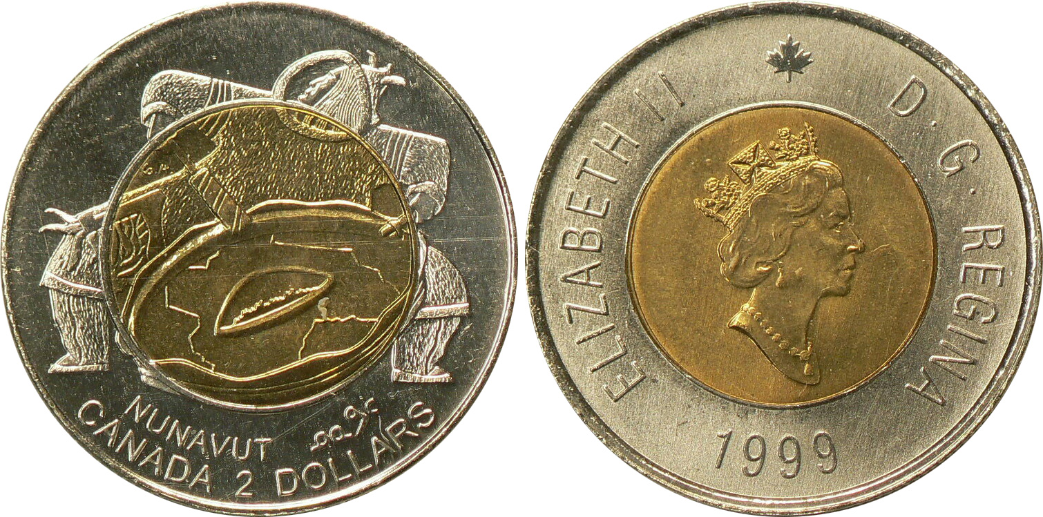 1999 CANADA NUNAVUT TOONIE PROOF-LIKE TWO DOLLAR COIN