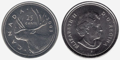 25 cents 2003 - New effigy