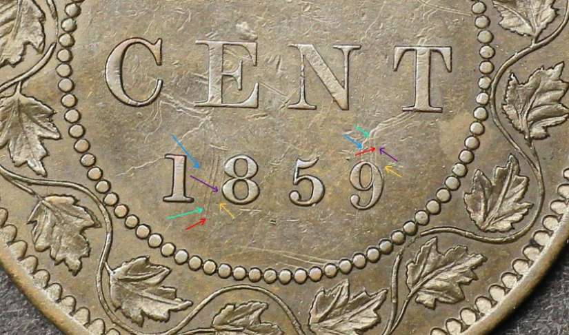 1 cent 1859 Narrow 9: DP #1 PCGS EF-45