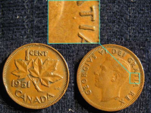 Free Shipping! Canadian Coin 1951 Canada Cent Penny Circulated 