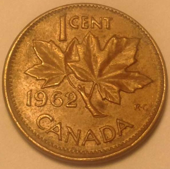 misaligned reverse die from mint bag Canada 1962 BU 1c Details about   Error 