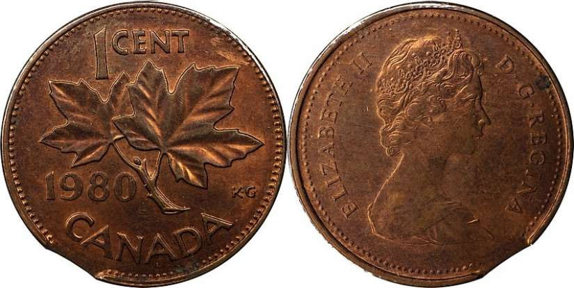 1980 BU Canadian Penny Roll Original Bank Wrap 