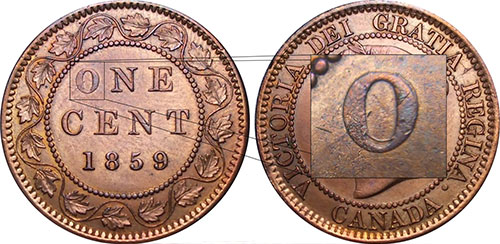 1 cent 1859 - Wide 9 - Double O