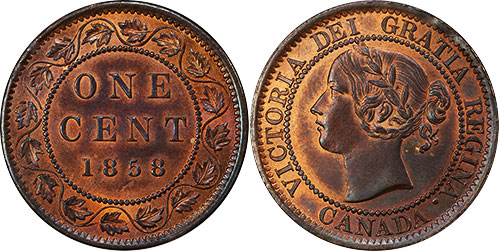 1 cent 1858 Canada - Medal alignment