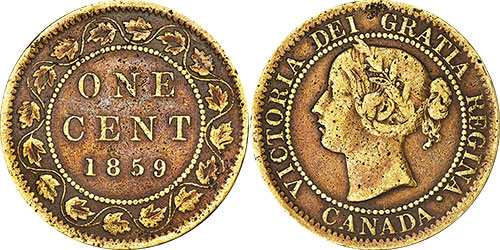 1 cent 1859 - Brass - Narrow 9