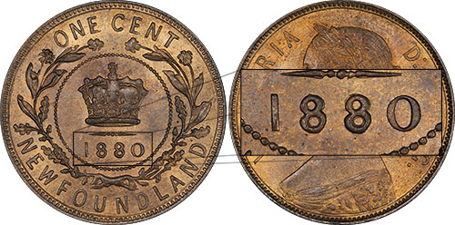 1 cent 1876 H Newfoundland Round Even 0