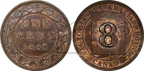 1 cent 1887 - Bead punch