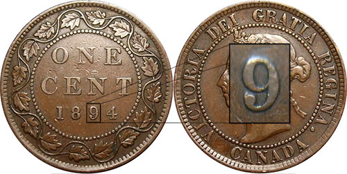 1 cent 1890 - Double 9