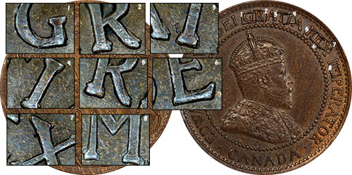 1 cent 1908 - Double legende