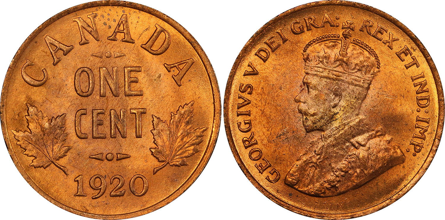 Coins and Canada - 1 cent 1920 - Proof, Proof-like, Specimen, Brilliant  uncirculated