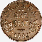 1 cent 1932 Lamination Flaw Planchet Error - Canada