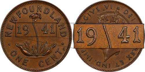 1 cent 1941 Double date Newfoundland