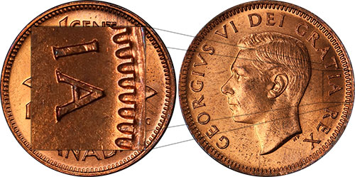 1 cent 1948 A Between Denticles