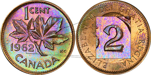 1 cent 1962 Double 2