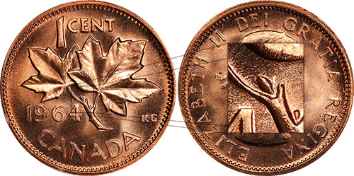 1 cent 1964 Extra Spine