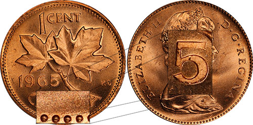 1 cent 1965 Large Beads Blunt 5