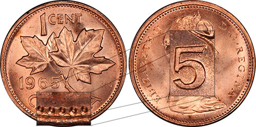 1 cent 1965 Large Beads Pointed 5