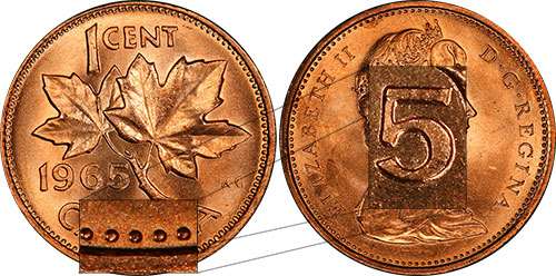 1 cent 1965 Small Beads Blunt 5