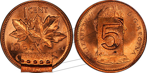 1 cent 1965 Small Beads Pointed 5